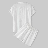 Josephine Lightweight Set with Short Sleeve and Elastic Waist in White