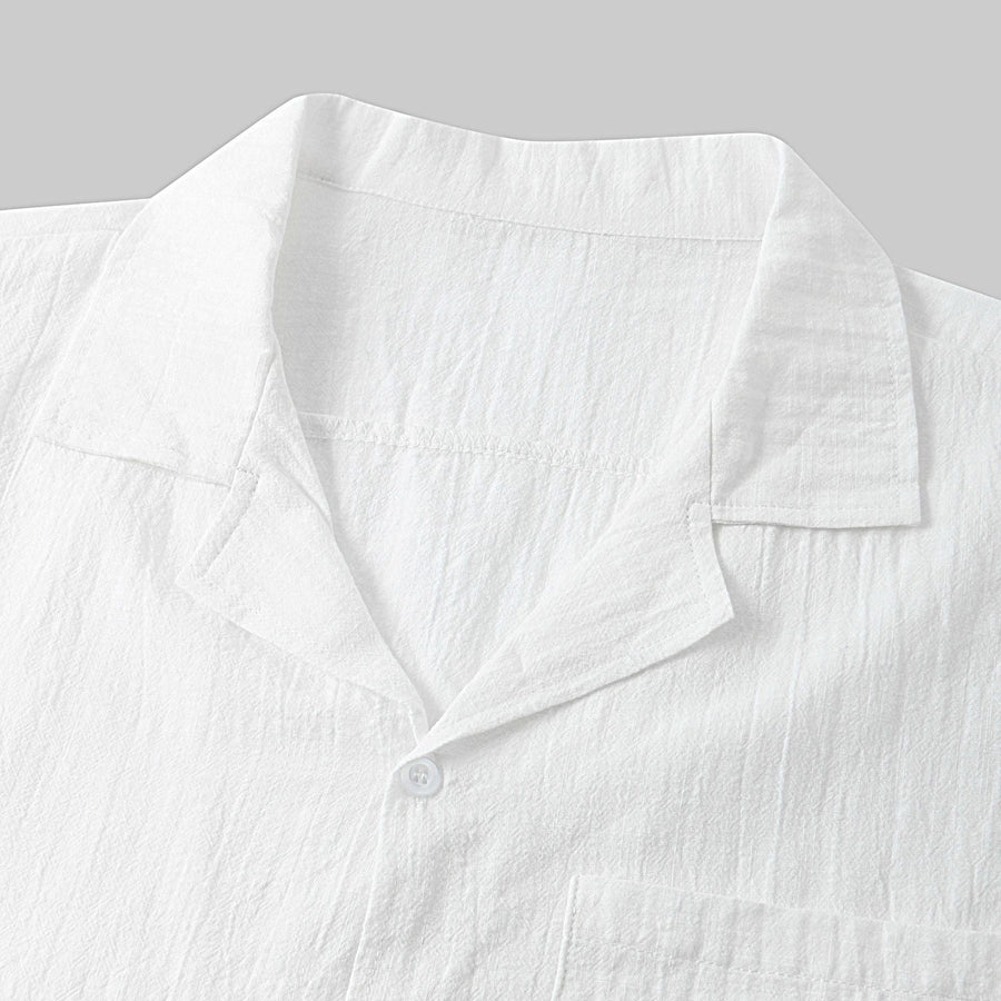 Josephine Lightweight Set with Short Sleeve and Elastic Waist in White