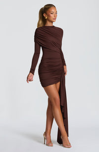 Celeste Mini Dress – Plum Brown