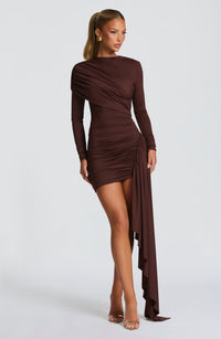 Celeste Mini Dress – Plum Brown