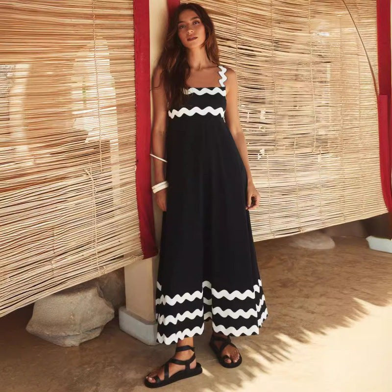 Jovie Sleeveless Floral Printed Loose Dress in Black