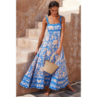 Jovie Sleeveless Floral Printed Loose Dress in Light Blue