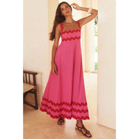 Jovie Sleeveless Floral Printed Loose Dress in Pink