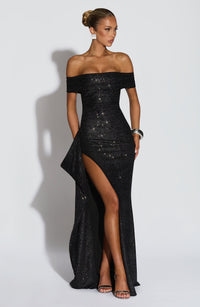 Aurelie Maxi Dress – Black Sparkle