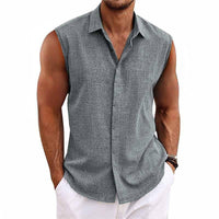 Men's Linen Sleeveless Shirt Relaxed Fit