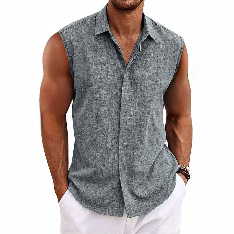 Men's Linen Sleeveless Shirt Relaxed Fit