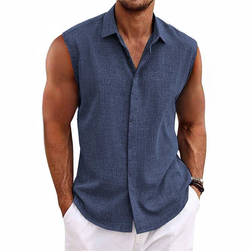 Men's Linen Sleeveless Shirt Relaxed Fit