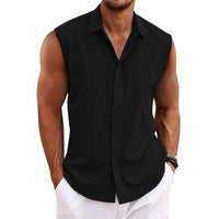 Men's Linen Sleeveless Shirt Relaxed Fit