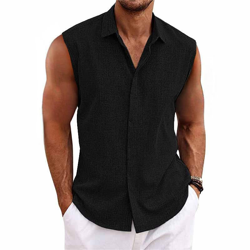 Men's Linen Sleeveless Shirt Relaxed Fit