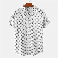 Julian Dot Print Button-Up Shirt in Pearl
