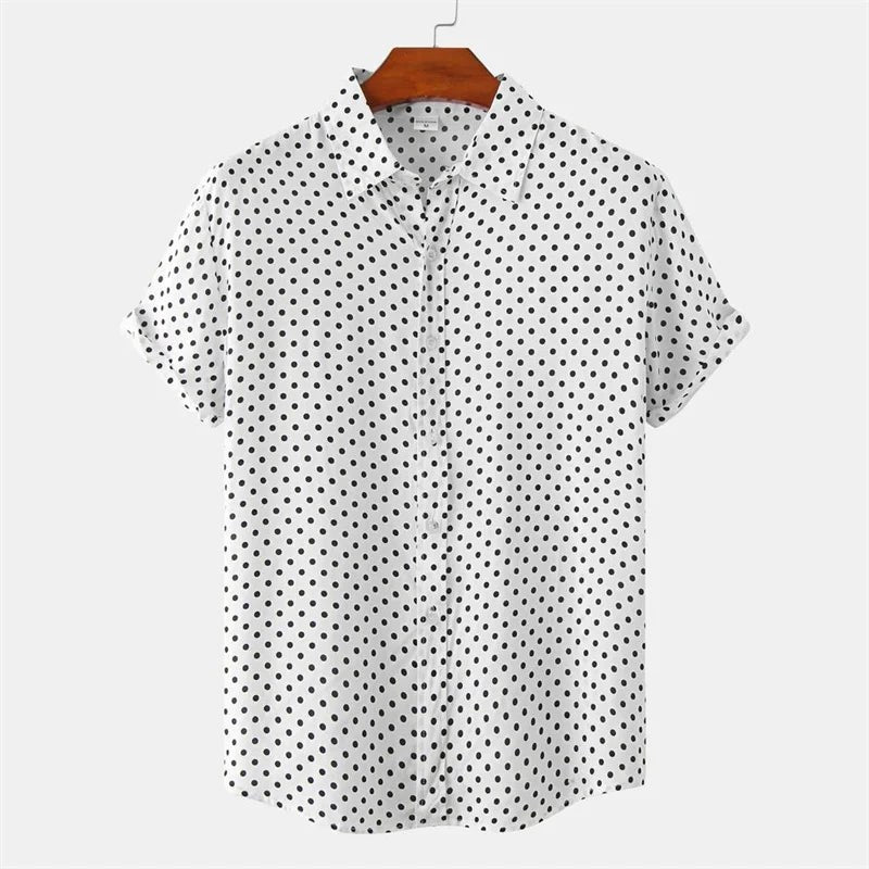 Julian Dot Print Button-Up Shirt in Pearl