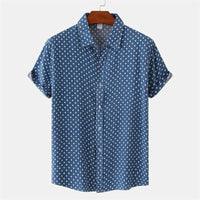 Julian Dot Print Button-Up Shirt in Royal Blue