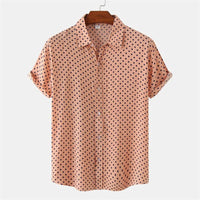 Julian Dot Print Button-Up Shirt in Tangerine