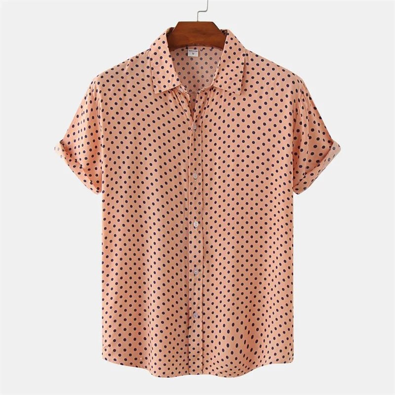 Julian Dot Print Button-Up Shirt in Tangerine