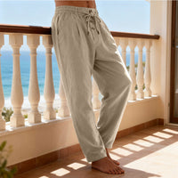 Julian Lightweight Trousers with Drawstring Waist and Button Front