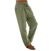 Julian Lightweight Trousers with Drawstring Waist and Button Front