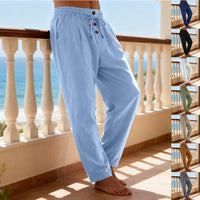 Julian Lightweight Trousers with Drawstring Waist and Button Front
