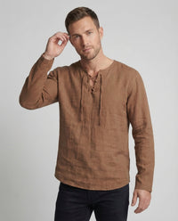 Julian Linen Shirt with Lace-Up and Oversized