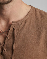 Julian Linen Shirt with Lace-Up and Oversized