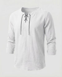 Julian Linen Shirt with Lace-Up and Oversized in White