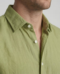 Julian Linen Shirt with Stand Collar in Multicolour