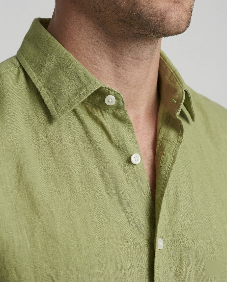 Julian Linen Shirt with Stand Collar in Multicolour
