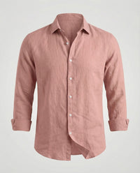 Julian Linen Shirt with Stand Collar in Multicolour