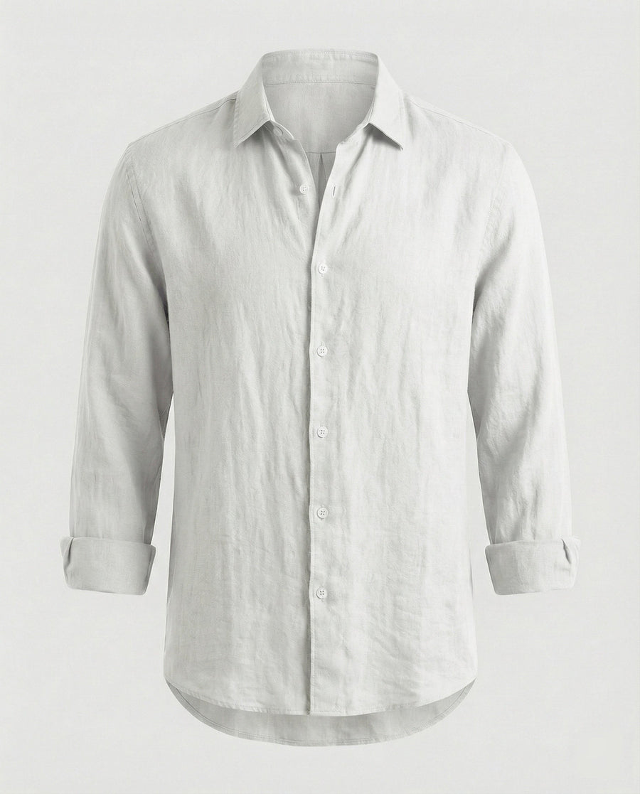 Julian Linen Shirt with Stand Collar in Multicolour
