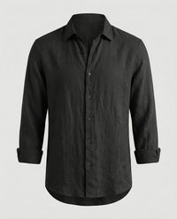 Julian Linen Shirt with Stand Collar in Multicolour