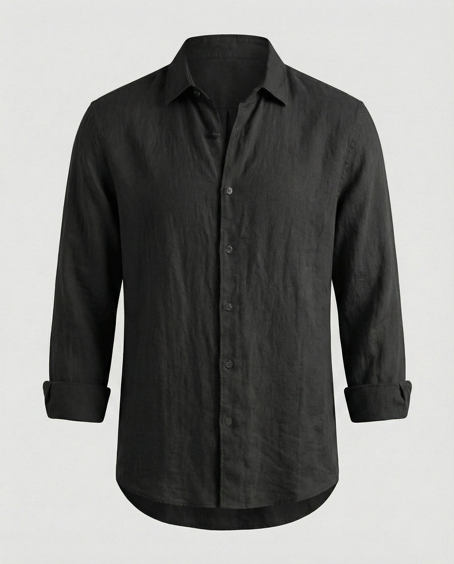 Julian Linen Shirt with Stand Collar in Multicolour