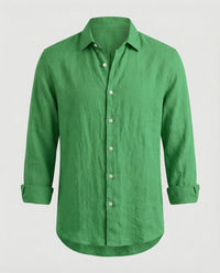 Julian Linen Shirt with Stand Collar in Multicolour