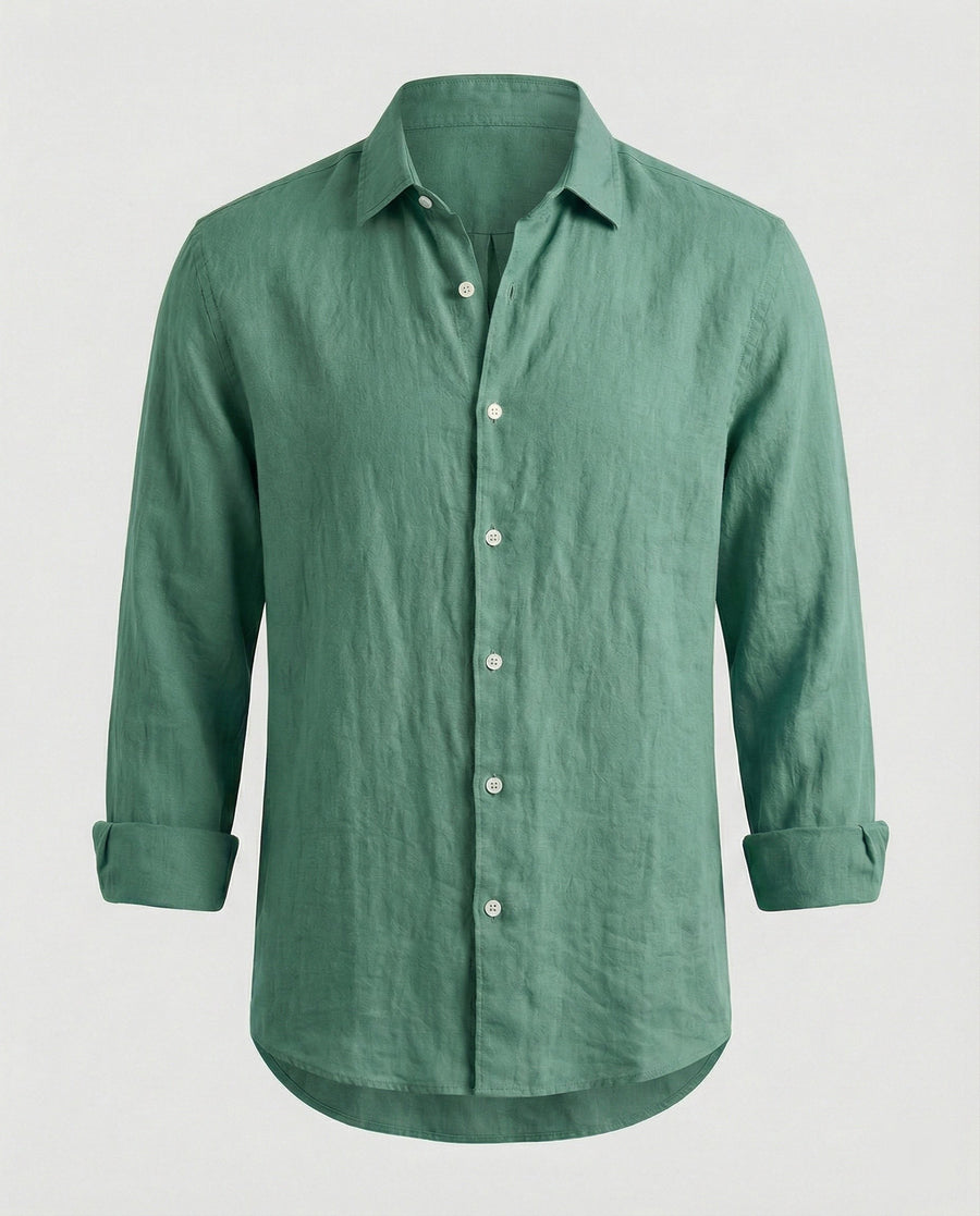 Julian Linen Shirt with Stand Collar in Multicolour