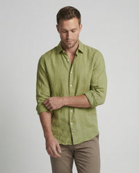Julian Linen Shirt with Stand Collar in Multicolour