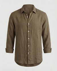 Julian Linen Shirt with Stand Collar in Multicolour