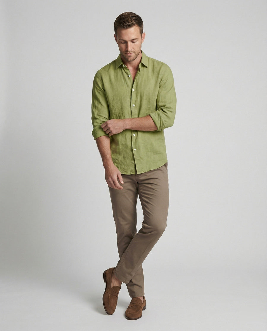 Julian Linen Shirt with Stand Collar