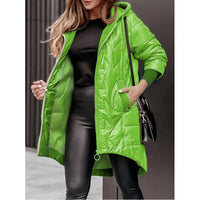 Juliana Casual Quilted Jacket with Pockets and Hood in Green