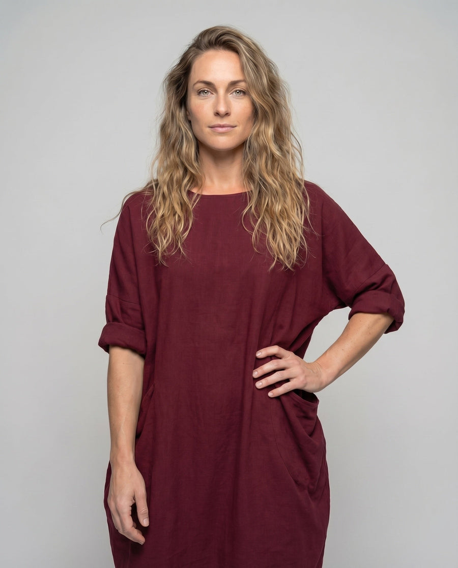 Juliana Dress with Crew Neck and Pockets