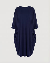 Juliana Dress with Crew Neck and Pockets in Navy