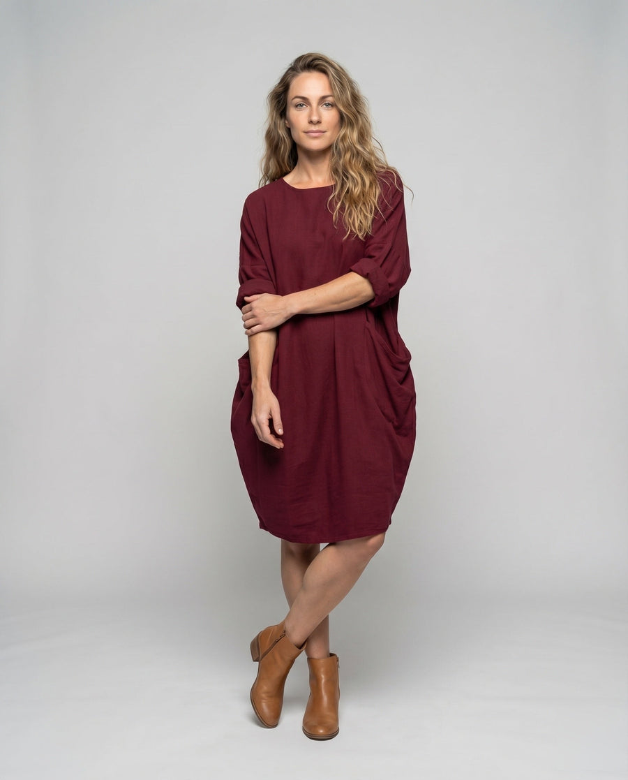 Juliana Dress with Crew Neck and Pockets