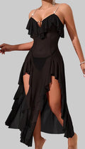 Juliana Dress with Side Split and Ruffles