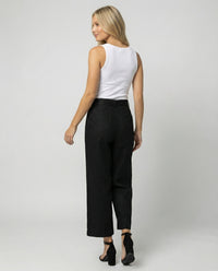 Juliana Elegant Linen Trousers with Wide Leg in Black