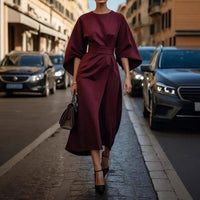 Juliana Elegant Maxi Dress with Belted in Indigo