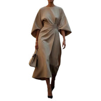 Juliana Elegant Maxi Dress with Belted in Indigo