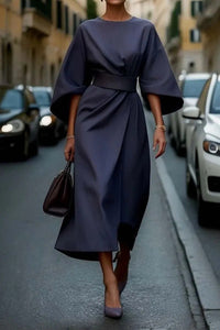 Juliana Elegant Maxi Dress with Belted in Indigo