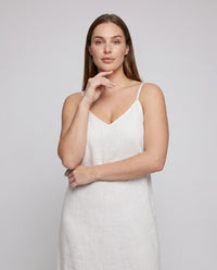 Juliette Airy Linen Mini Dress with V-Neck