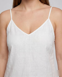 Juliette Airy Linen Mini Dress with V-Neck
