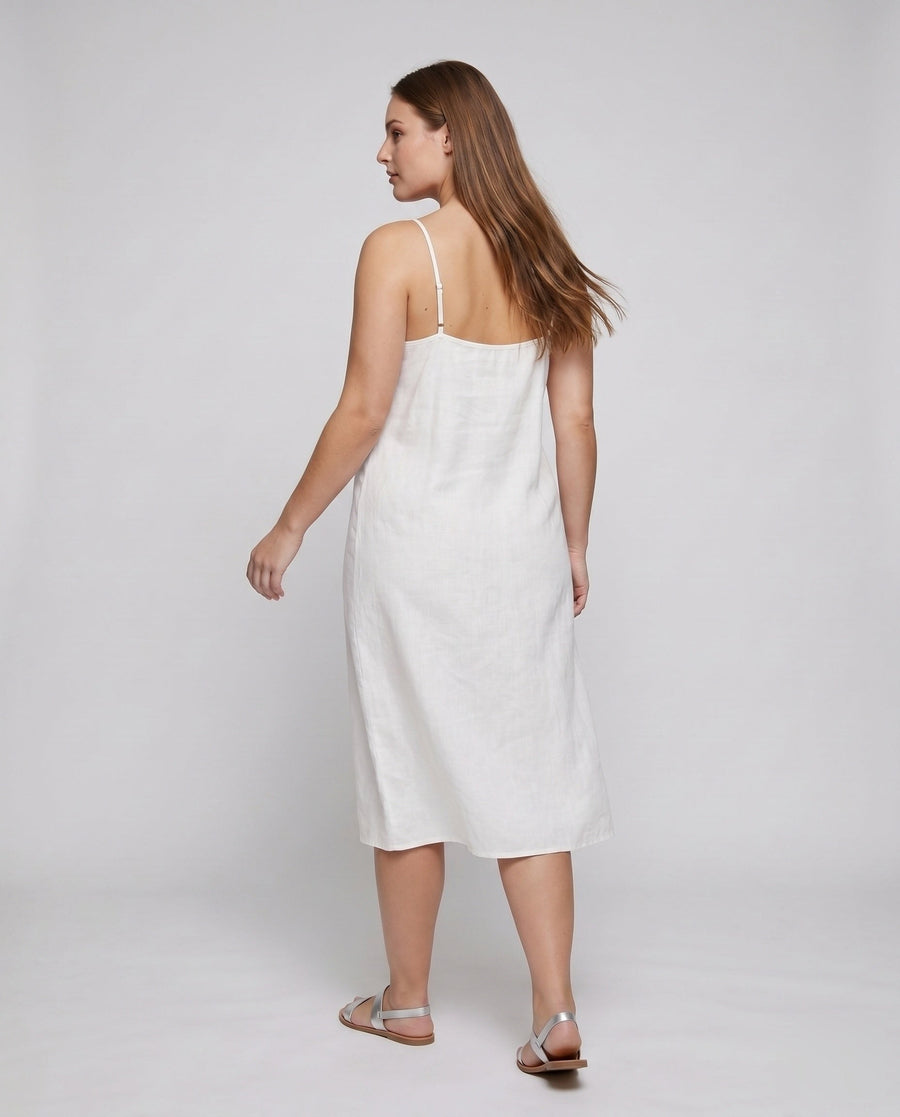 Juliette Airy Linen Mini Dress with V-Neck