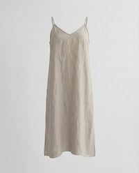 Juliette Airy Linen Mini Dress with V-Neck in Grey