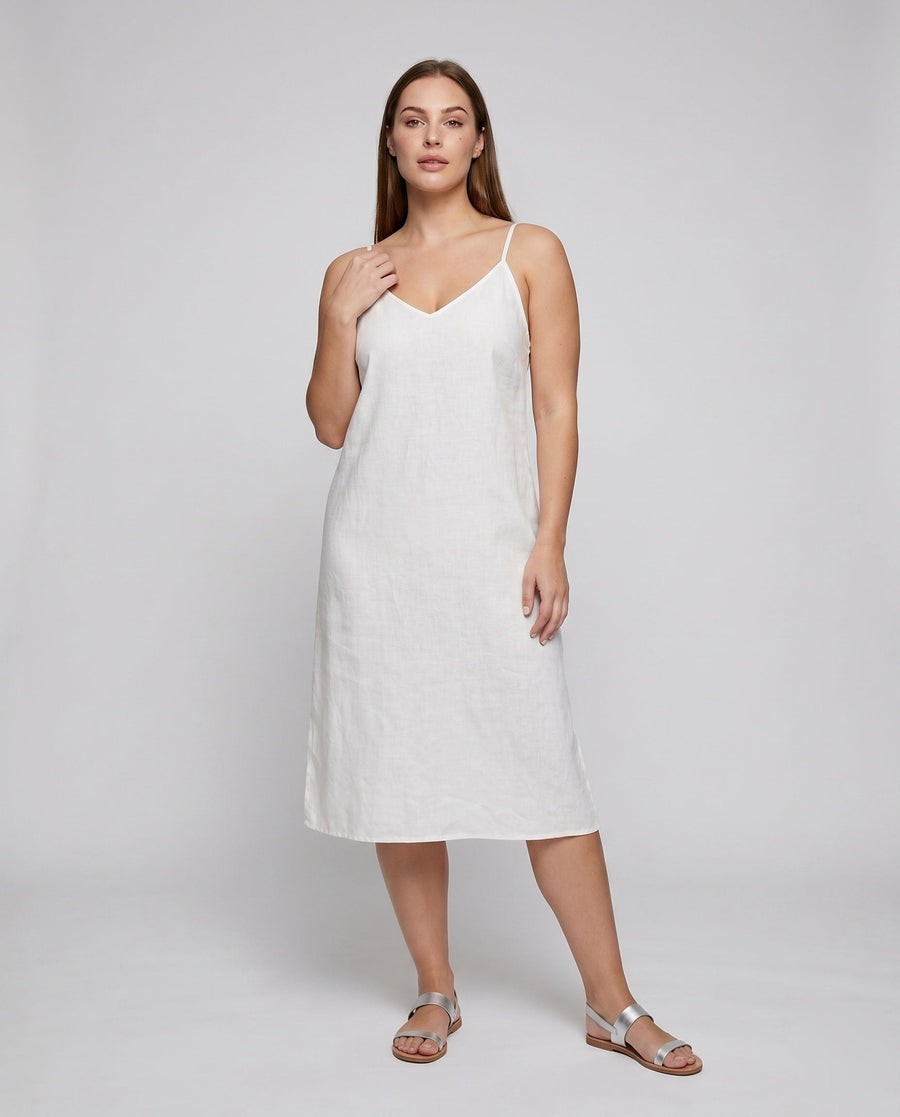 Juliette Airy Linen Mini Dress with V-Neck