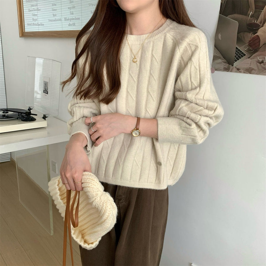 Juliette Casual Knit Sweater with Crew Neck